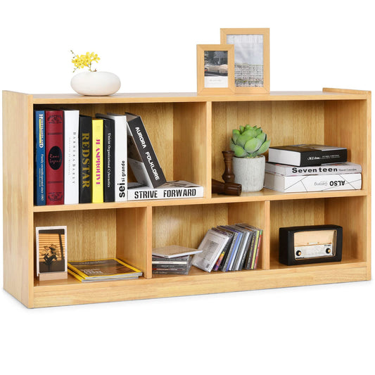 Tangkula Yellow 5-Cube Wooden Storage Bookcase - Stylish 2-Tier Display Shelf for Any Room - WoodArtSupply