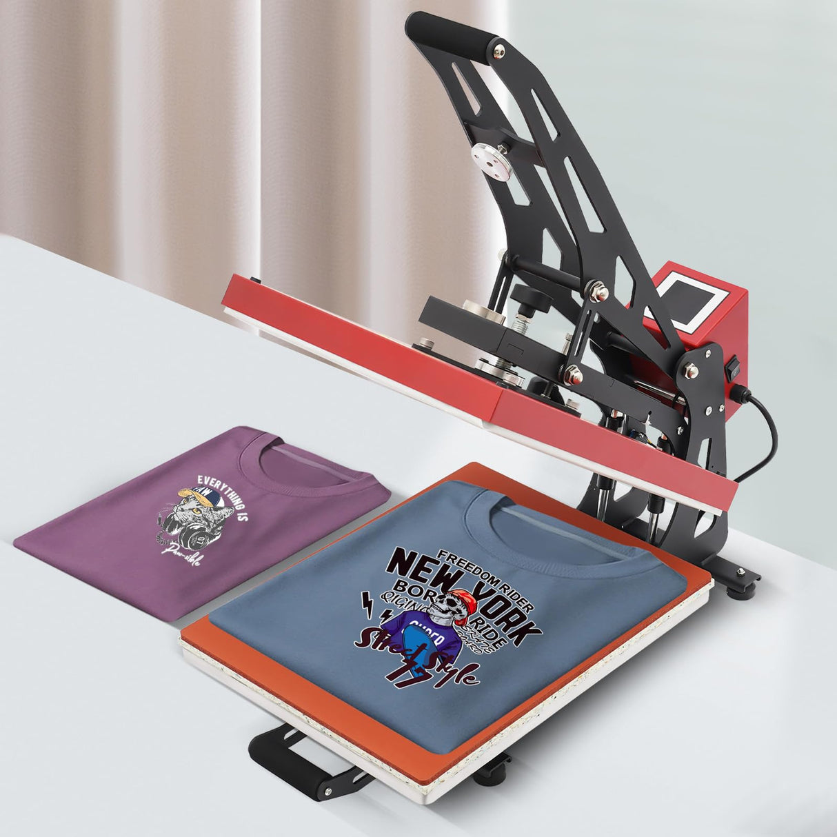 Heat Press 16"X20", 1800W Electromagnetic Semi-Automatic Heat Press Machine - Clamshell Slide Out Base T-Shirt Press Heavy Duty Heat Transfer Machine Fast Heating for T-Shirt, Mug, Hat Plate, Cap AOOCHU