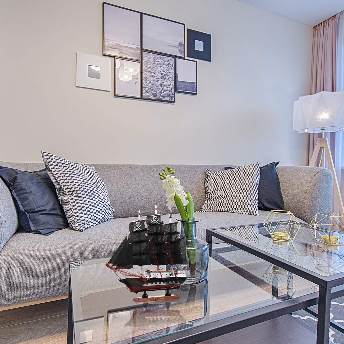 1Pc Wooden Pirate Model Sailboat Vessel Model Sailing Boat Home Decor IMIKEYA