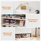 Mericonia Modern Shoe Cabinet with Metal Legs, Farmhouse Large 5-Tier Shoe Storage Cabinet with Doors, Wooden Shoe Organizer for Entryway, Hallway, Closet, Bedroom, Living Room, White Mericonia