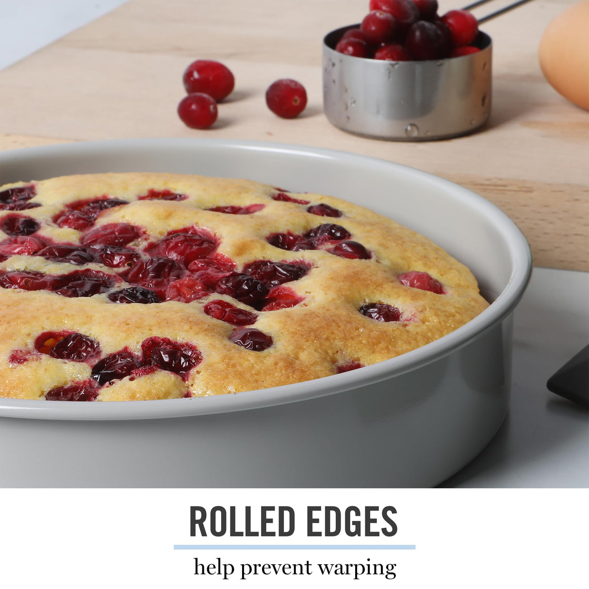 Martha Stewart Gallen 8 Inch Round Nonstick Carbon Steel Cake/Bake Pan - Cool Grey Martha Stewart