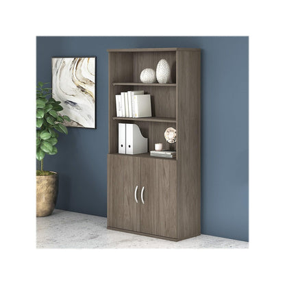 Studio C 73" 5-Shelf Bookcase in Modern Hickory with Adjustable Shelves by Bush Business Furniture - WoodArtSupply