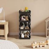 Lifewit Plastic Stackable Storage Baskets, 4 Tier Stacking Bins 13.8"D x 11.8"W x 28.3"H, Large Capacity Multi-Functional Containers Shelves for Pantry, Playroom, Kitchen and Bedroom, 1 Pack, Black Lifewit