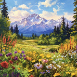14CT Counted Cross Stitch Kits for Adults Mountain Flowers Advanced Stamped Cross Stitch Kits for Adults (Mountain 4) Moohue