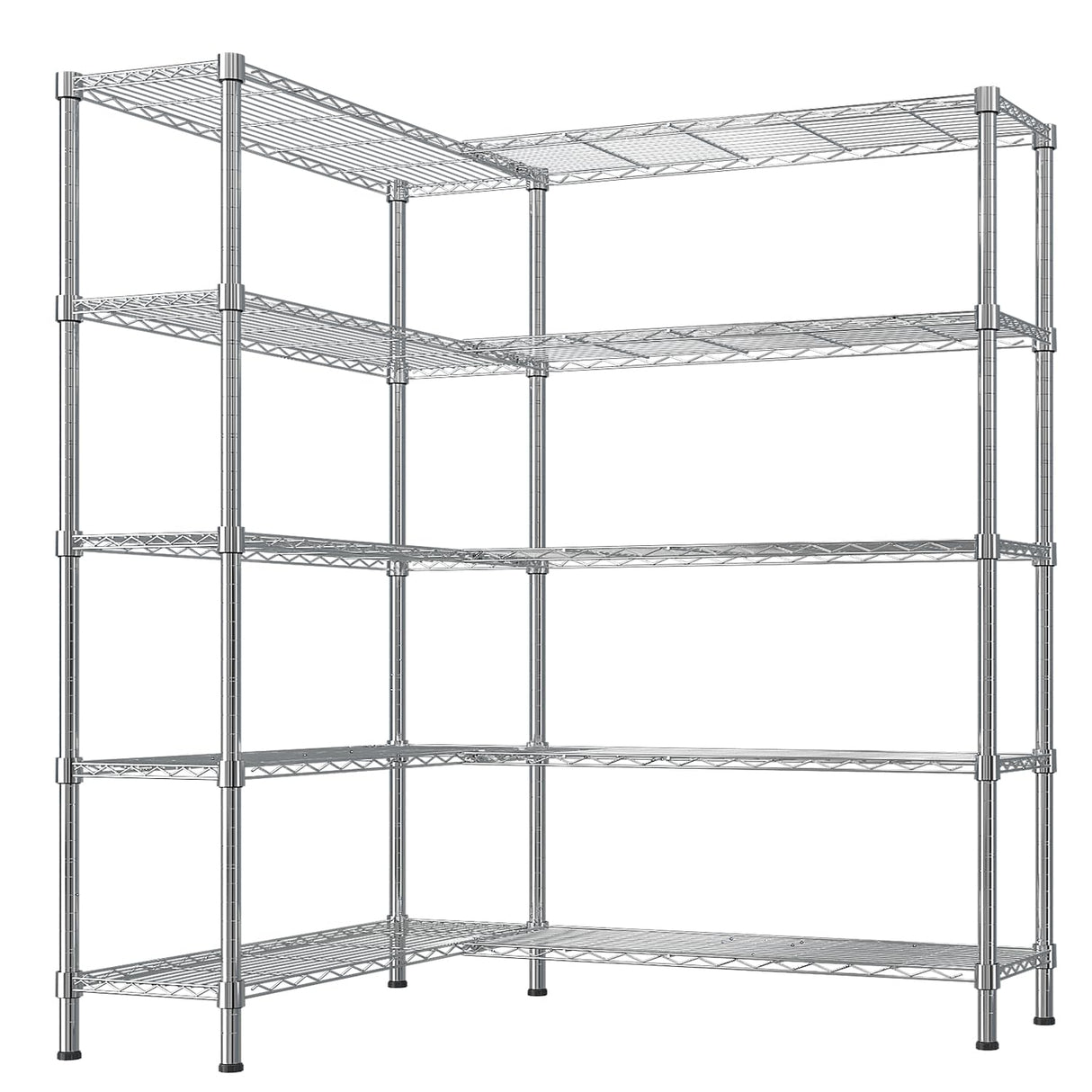 VINGLI 5 Tier Storage Shelves 1430LBS Heavy Duty Metal Shelving, Upgraded 58" W Garage Shelving Unit, Adjustable Wire Shelf for Storage Rack Commercial Pantry Shelf Organizer, 58" W × 13.8" D × 71" H VINGLI