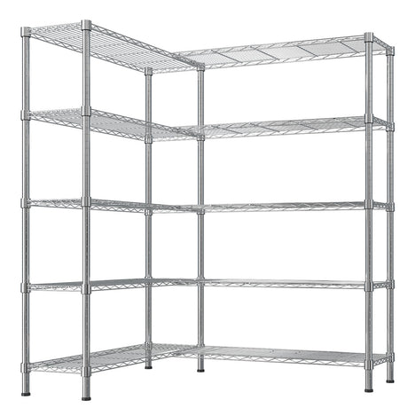 VINGLI 5 Tier Storage Shelves 1430LBS Heavy Duty Metal Shelving, Upgraded 58" W Garage Shelving Unit, Adjustable Wire Shelf for Storage Rack Commercial Pantry Shelf Organizer, 58" W × 13.8" D × 71" H VINGLI