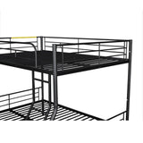 Harper & Bright Designs Full Over Queen Metal Bunk Bed with Trundle for Adults,Heavy Duty Metal Bunk Bed with Ladder and Guardlails,Split Into 2 Beds(Black) Harper & Bright Designs