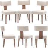 Wahson Beige Dining Chairs Set of 2, Comfy Upholstered Modern Farmhouse Kitchen Chairs with Wood Legs, Linen Fabric Dining Chairs with Curved Wingback for Living Room Bedroom Wahson