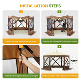 Hipicute Pop Up Gazebo,10 X 10 Ft Portable Outdoor Camping Pop Up Canopy Screen Tent with Mosquito Netting Gazebo,Waterproof 6 Sidewalls,Ground Stakes,Carry Bag for Lawn, Garden, Backyard(Brown) Hipicute