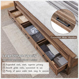 ACCOHOHO Rustic King Size Bed Frame with 52" Tall Headboard and Hidden Storage Drawers, Light Brown ACCOHOHO