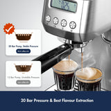 AMZCHEF Espresso Machines 20 Bar, Espresso Maker with Milk Frother & LCD Panel, Adjustable Temp, Compact Cappuccino Machines for Home and Friends Gifts AMZCHEF