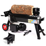 AESRAOU Electric Log Splitter 5 Ton Wood Splitter Hydraulic Ram Electric Firewood Splitter with Steel Wedges AESRAOU