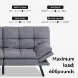 Opoiar Futon Sofa Bed Twin, Memory Foam Couch Bed with Mattress and Frame Included,Comfortable Grey Fabric Loveseat Sleeper Sofa for Dorm Apartment Office College Small Space Bedroom Opoiar