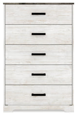 Signature Design by Ashley Shawburn Rustic 5 Drawer Chest of Smooth-Gliding Drawers and Safety Stop, White & Gray Signature Design by Ashley