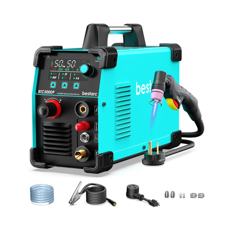 bestarc Plasma Cutter, Non Touch Pilot Arc, Air Sensor Technology, Large Digital Display Screen, BTC500DP 7Gen 50Amps 110/220V Dual Voltage, IGBT Plasma Cutter Machine (BTC500DP 7GEN 110/220V) bestarc