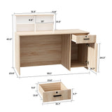 TUSY Modern Reception Desk with Storage Drawers, 55.1" Office Counter with Power Outlets, Contrast Color Secretary Table, Front Desks for Salon, Lobby – White (55.1" W x 23.6" D x 43.3" H) TUSY