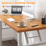 Need Computer Desk Office Desk 62 inches Folding Table with BIFMA Certification Conference Table Workstation,Teak White Need