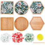 WEBEEDY 3 Styles DIY Mosaic Craft Kit Easy to Make DIY Flower Mosaic Bamboo Coasters Kits for Adults Beginner, Green Glass Mosaic Tiles with Blank Base Tray for Handmade Art Home Decor WEBEEDY