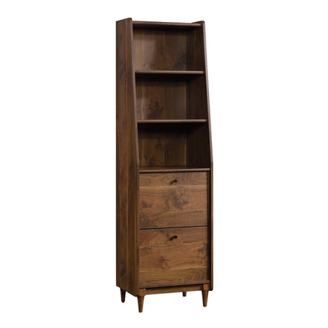 Sauder Harvey Park Narrow Bookcase in Grand Walnut Finish with File Drawers Sauder