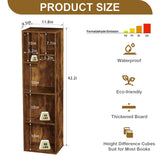 VECELO 4-Tier Bookcase, Modern Storage Cabinet with Height Difference Shelves for Standard Textbooks, 5 Cubes, Vertical or Horizontal, Easy Assembly, Rustic Brown VECELO