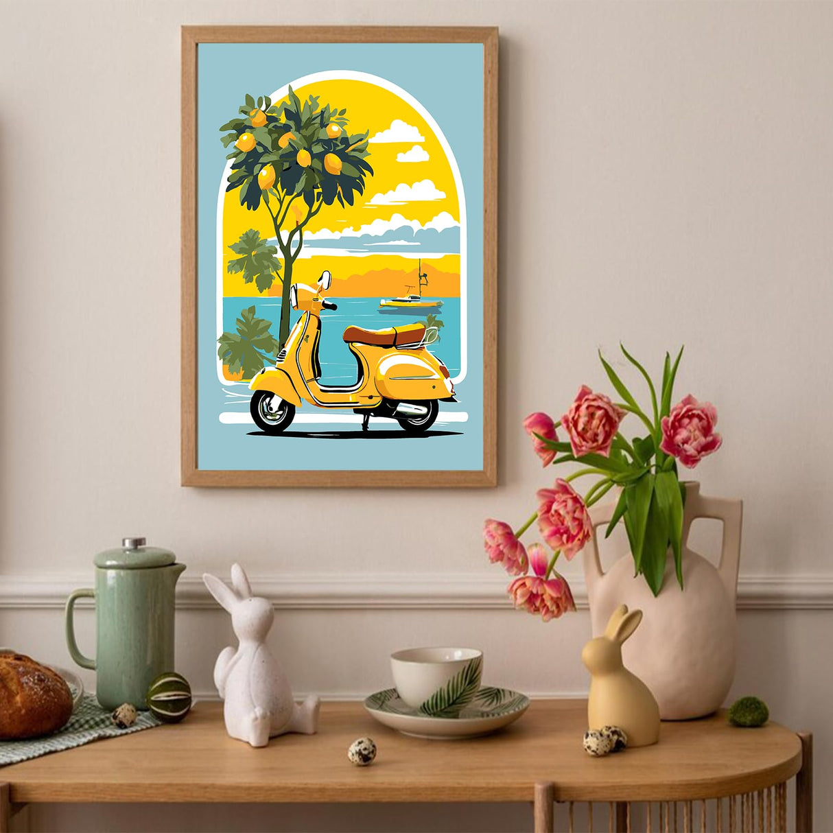 Auremi Landscape Paint by Number Kits with Framed, DIY Car Paint by Number Canvas for Adults, Easy Acrylic in Canvas with Brushes for Decor 20x30cm Auremi