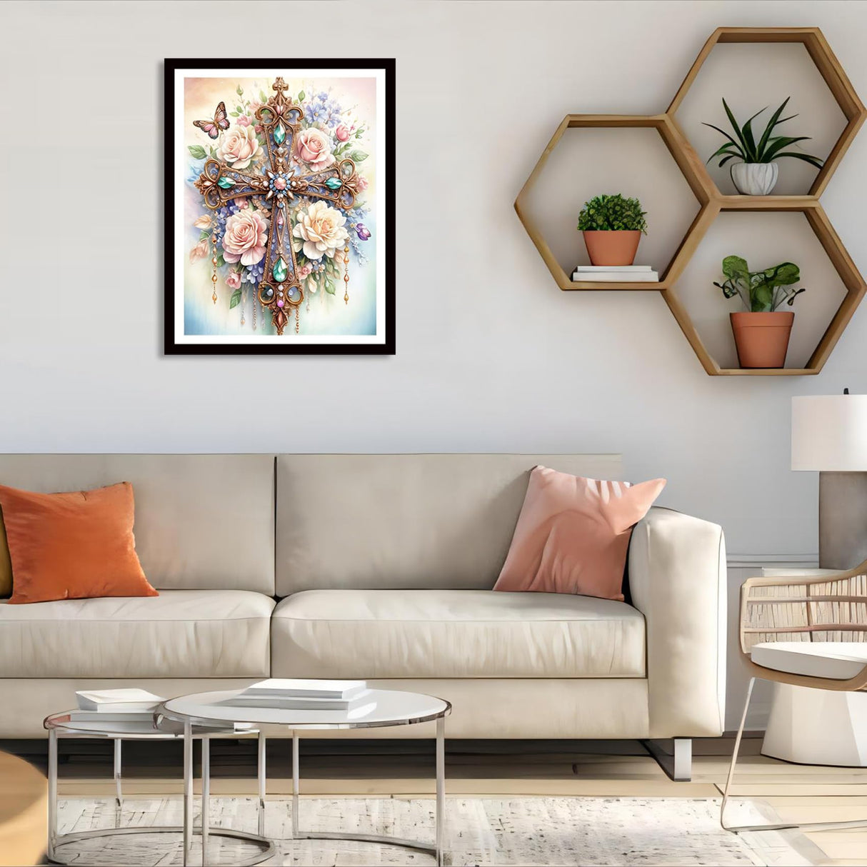 JAKI 5D Diamond Painting Kits for Adults Beginners-Cross Flower Diamond Art Kit for Adults,5D DIY Gem Art Kits for Adults for Gift Home Wall Decor(12x16inch) JAKI