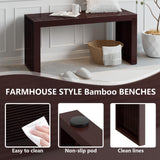 APRTAT Bamboo Dining Bench Indoor Long Bench Entryway Shoe Rack Bench,Outdoor Modern Wood Benches 35 Inch Bamboo Bench for Living Room Hallway Bedroom Bathroom APRTAT