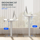 FLEXISPOT EN2 Electric Height Adjustable Standing Desk 48x24'' Whole-Piece Desktop Sit Stand Up Computer Desk Workstation with Desk Clamp Power Strip, Cable Management (White Frame + 48" White Top) FLEXISPOT