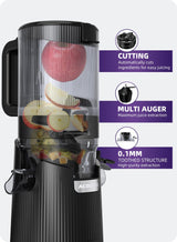 ACOQOOS Juicer Machines, Cold Press Juicer Whole Fruit and Vegetable with 5.3" Wider and Larger Feeding Chute (Capacity 1.8L), Easy to Clean Juicers with 2 Cups, Masticating Juicer Black ACOQOOS