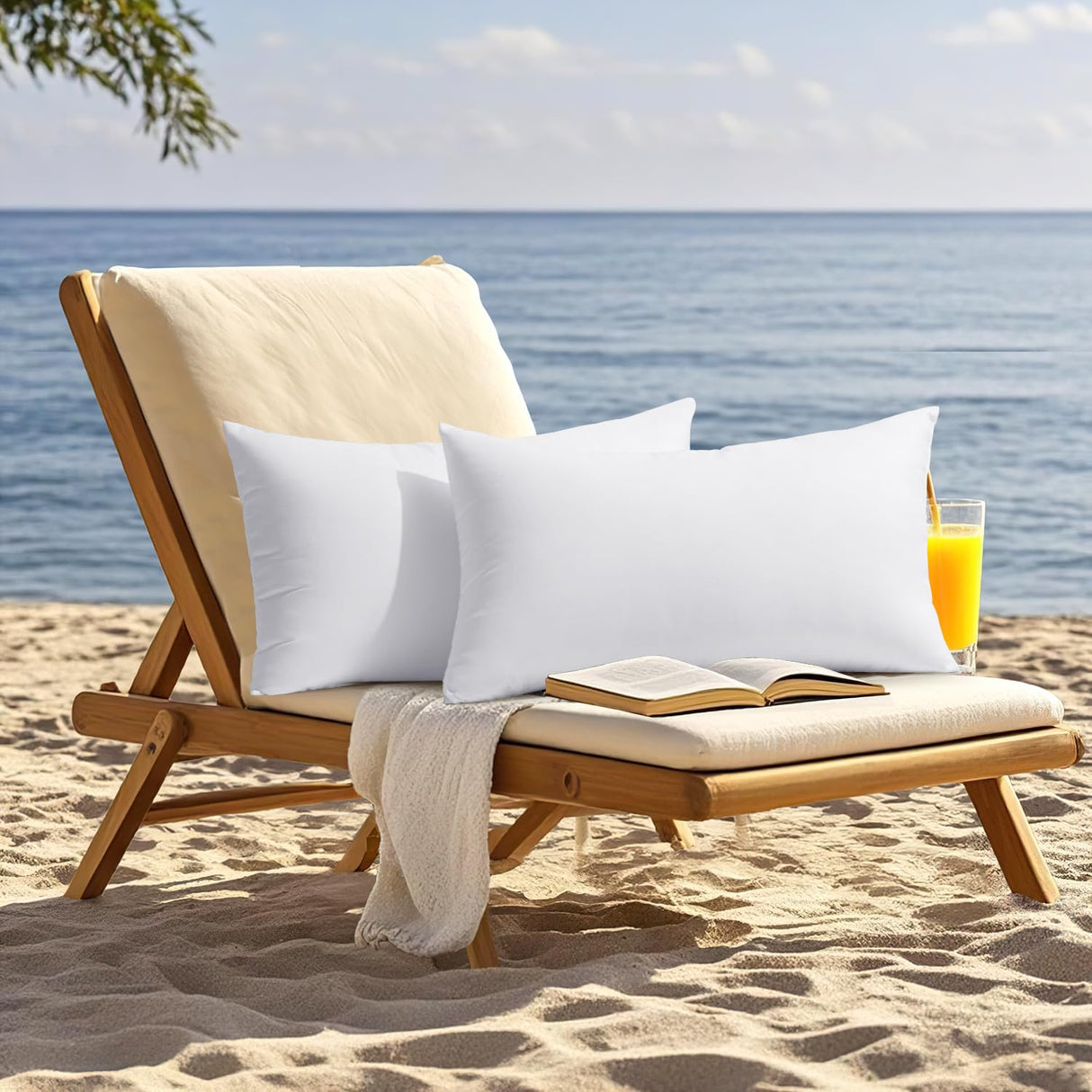 MIULEE Pack of 2 12x20 Outdoor Pillow Inserts, Outdoor Throw Pillows Water-Resistant Decorative Premium Lumbar Pillow Stuffer Sham for Porch Swing Couch Sofa Cushion Patio Furniture MIULEE