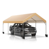 MIXPATIO 10 x 20 ft Heavy Duty Carport Car Canopy, Portable Car Port Garage Party Tent, Galvanized Car Shelter All Weather with Reinforced Steel Frame for Car, Boat, Beige MIXPATIO