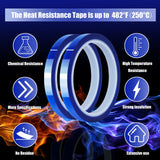 MEBMIK 2 Rolls 10mm x33m(108ft) Blue Heat Tape High Temperature Heat Resistant Tape Heat Transfer Tape for Heat Sublimation Press No Residue and Heat Transfer Vinyl MEBMIK