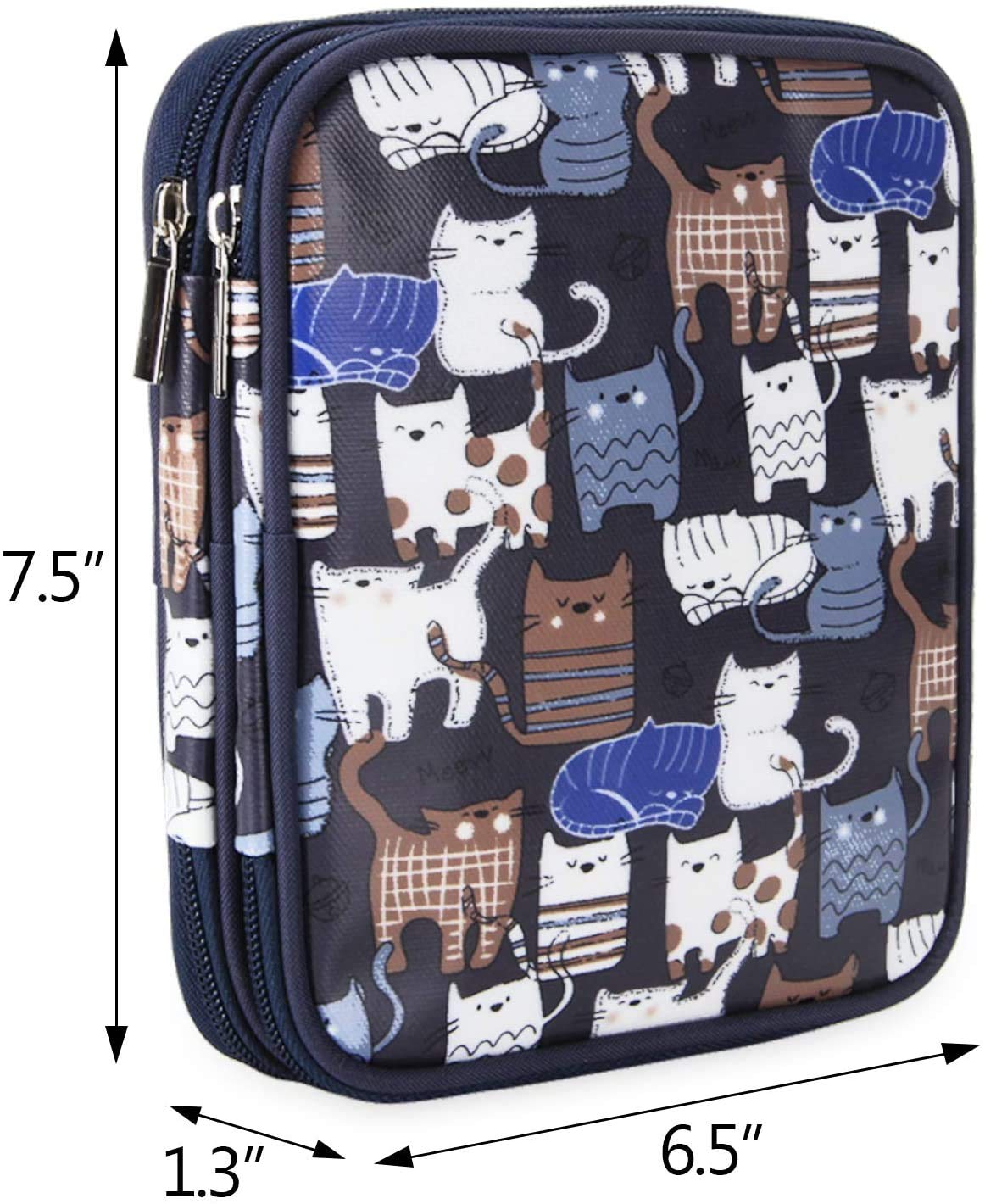 Teamoy Organizer Case for Interchangeable Circular Knitting Needles, Crochet hooks and Knitting Accessories, Keep All in Place and Easy to Carry, Cats Blue (No Accessories Included) Teamoy