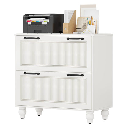 Tribesigns 2-Drawer File Cabinet, White Wood Lateral Filing Cabinet with Adjustable Hanging Bar for Letter/Legal Size, Office Storage Cabinet, Printer Stand with Storage Drawer for Home Offic - WoodArtSupply