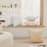 Deconovo 4 PCS Pillow Covers 18x18, No Insert - Faux Linen Sublimation Cushion Covers White Blank Pillow Covers, Throw Pillow Cases for Sofa, 18x18 Inch Natural White, Set of 4, Case Only Deconovo