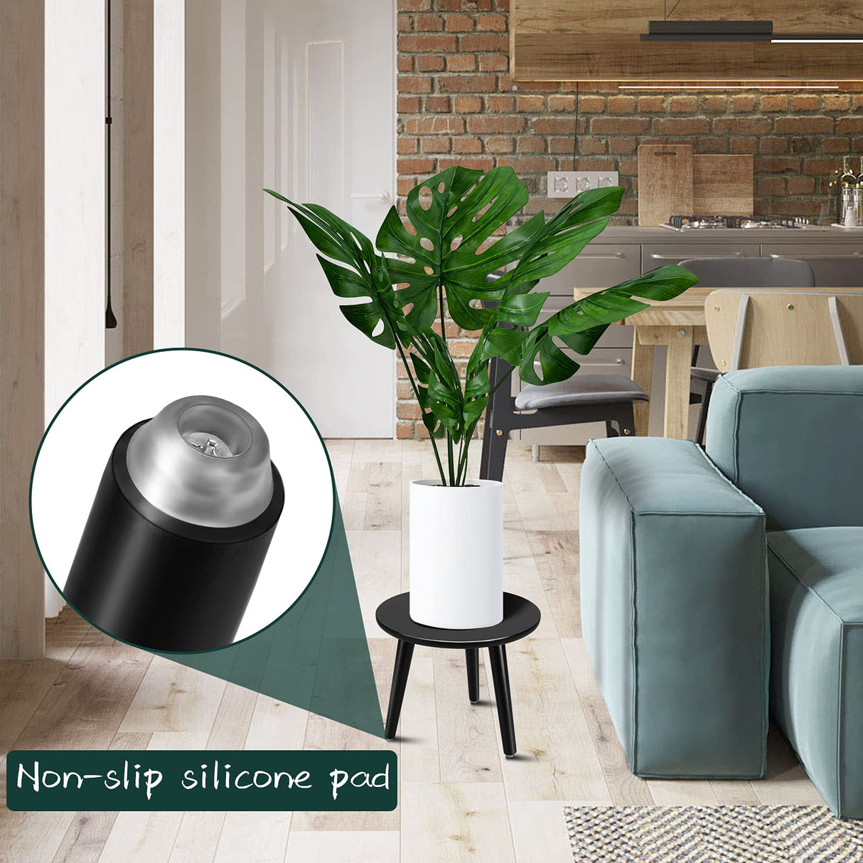 Uneedem Indoor Plant Stand Wood Mid Century Plant Stand for Indoor Plants, Modern Plant Table, 8.9" Tall Plant Holder for Flower Pots, Small Round Side Table, End Table Uneedem