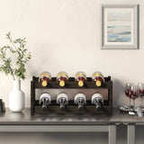 BAMEOS Wine Rack Freestanding 2 Tier 8 Bottle Bamboo Wine Racks Countertop Cabinet Wine Holder Wine Storage Shelf for, Bar, Pantry Wine Cellar Basement Countertop Mocha (16.85 L x 9.25W x 7H BAMEOS
