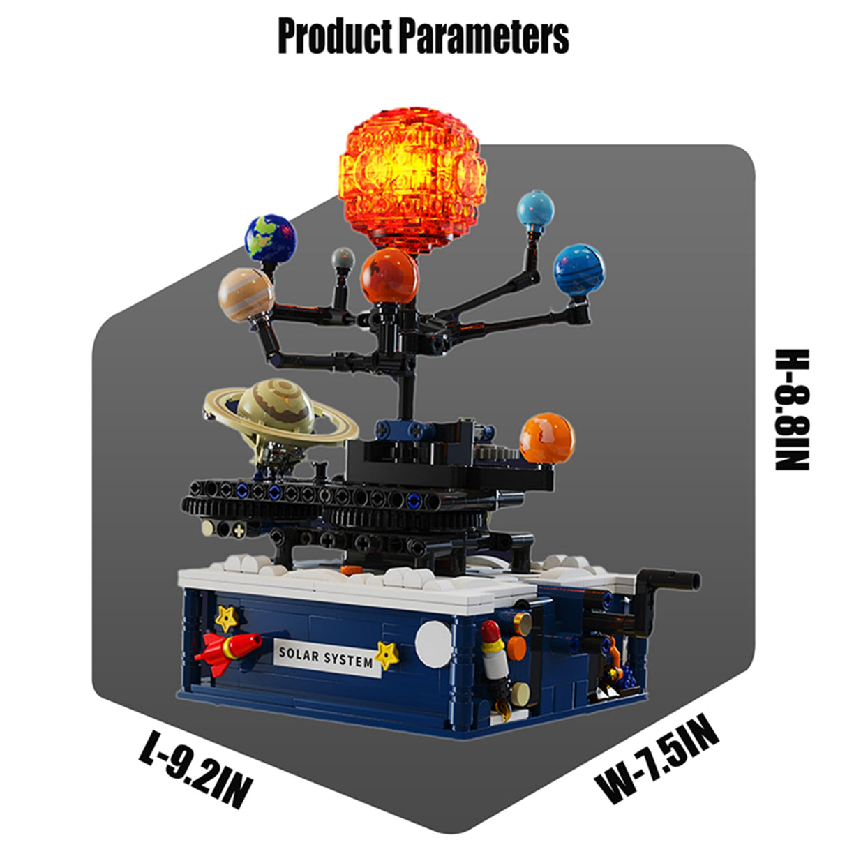 Rotating Solar System Building Blocks with Light Toy, Children's Education STEM Experiment Toy, Astronomical Science Toy, with Rocket Model, Gift for Boys 8-14 Years Old, 775 Piece Building Blocks Set CAEROKEERL