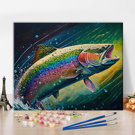 TUMOVO DIY Paint by Numbers Fish Paint by Number for Adults Paint by Number Kits on Canvas Colorful Animals Oil Hand Painting with Brushes and Acrylic Pigment Art Crafts for Home 16"x20"(Frameless) TUMOVO