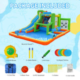 FBSPORT Inflatable Bounce House Water Slide, Bounce House for Kids Indoor Outdoor Bouncy House with 550W Blower, Water Bounce House with Slide Ball Shooting, Water Gun, Splash Pool, Bounce Area, Hose FBSPORT