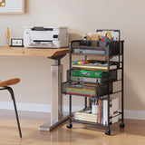 Art cart, 5 Tier Rolling Cart - Utility Cart with Storage Drawer and Wheels, Versatile Art & Craft Organizer for Home, Office, or Studio Ideal for Storing Brushes, Paints Homsorout