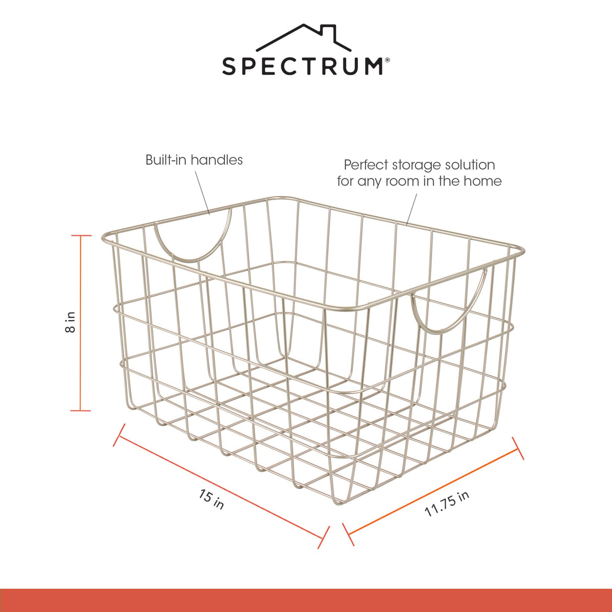 Spectrum Utility Wire Baskets for Organizing - Sturdy Steel Metal Basket Storage Organizer Bin with Handle - Open Wire Storage Baskets for Kitchen Pantry, Cabinets, Closet & Garage Shelves Spectrum Diversified