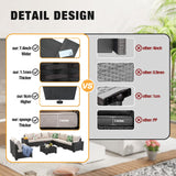 JOYURE 10 Pieces Patio Furniture Set All-Weather Outdoor Wicker Sectional Conversation Sofa Rattan Patio Seating Sofa with Cushion and Glass Table for Porch Poolside,Beige JOYURE