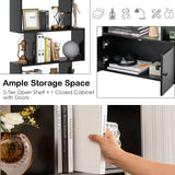 Tangkula Geometric S-Shaped Bookshelf with Cabinet - 6-Tier Freestanding Bookcase in Black for Home & Office Tangkula