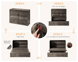 AMERLIFE Full Murphy Bed with Storage & Charging Station, Farmhouse Murphy Cabinet with Foldable Panel, Noisy Free, for Guest Bedroom, Living Room, Office, Rustic Gray AMERLIFE