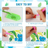 Cheerupp 4 Pcs Dinosaur Diamond Art Kits for Kids, Jungle Safari Animal DIY Creative Diamond Art Sticker Craft by Number for Adults Beginner, Full Round Drill Gem Art for Home Wall Decor Cheerupp