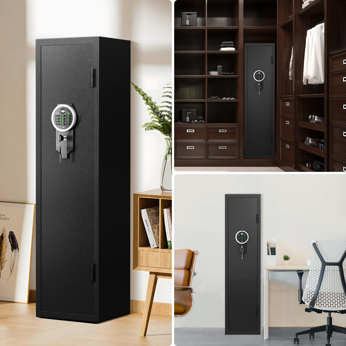 RIFLEWELL 2 Rifle Gun Safe, Digital Gun Safe for Home Rifle and Shotguns, Quick Access Gun Cabinets with LED Light, Rifle Safe with Adjustable Gun Rack and Removable Shelf Riflewell