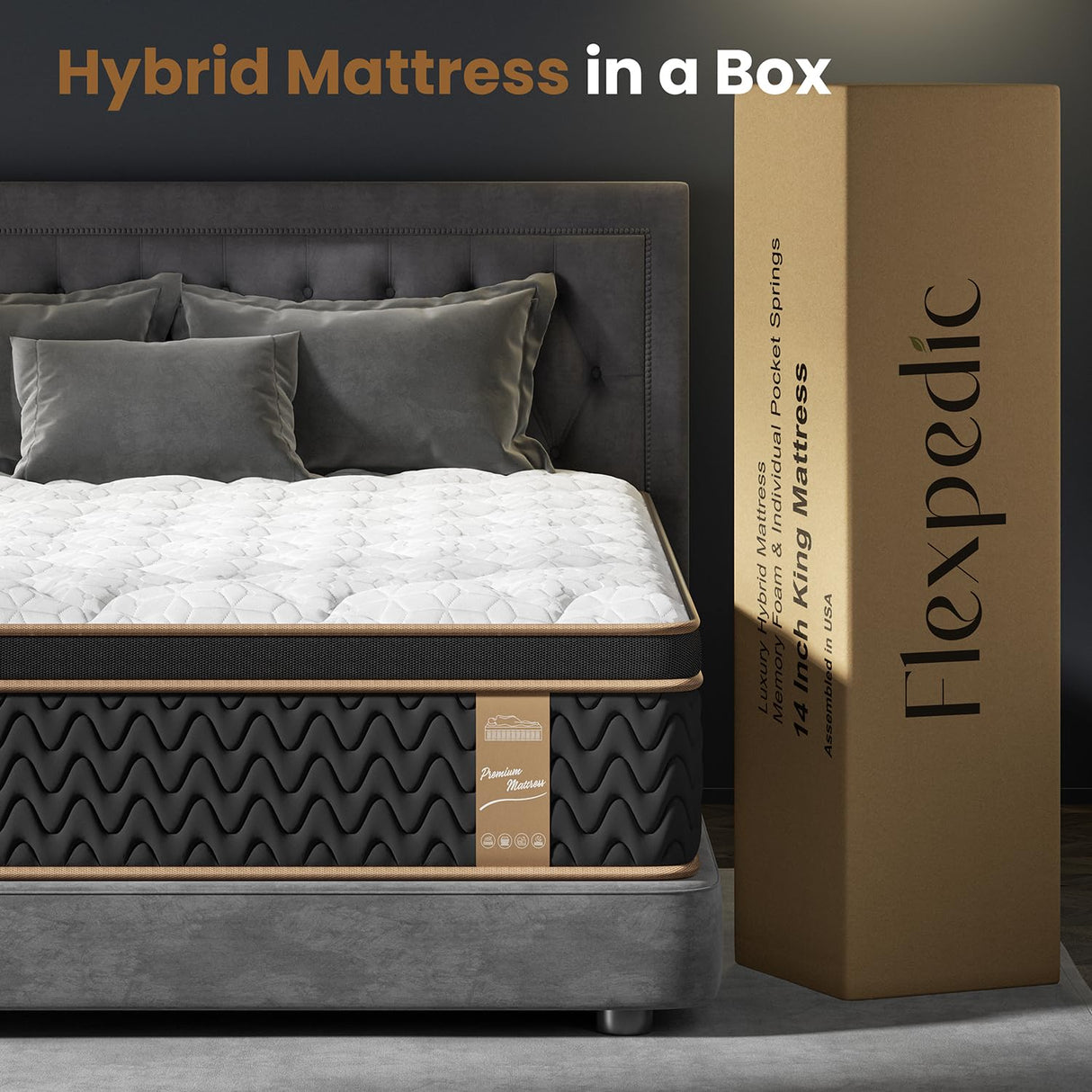 Firm King Mattress 10 Inch, Cooling Hybrid Bed in a Box, 7-Zones Individual Pocket Spring, Motion Isolation, Targeted Hip/Shoulder/Lumbar Support, Fiberglass-Free, 365-Night Trial, CertiPUR-US FP FLEXPEDIC