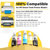 Osinkjet 31 Ink Bottle Set, 32XL Black Ink Bottle Compatible for HP Smart Tank 7602 6001 5101 5000 7300 7301 520 580, 31 32xl Ink Bottles Set for Smart Tank Plus 651 551 Ink Refill Osinkjet