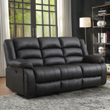EBELLO Faux Leather Manual Reclining Sofa with 2 Concealed Cup Holders,Overstuffed Armrest 3 Seat Recliner Sofa, Couch for Living Room, Bedroom, Meeting Room, Black, Sofa EBELLO